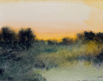 Landschaft 4 (original 4”x6” Aquarellgemälde von Sophia Rapata)