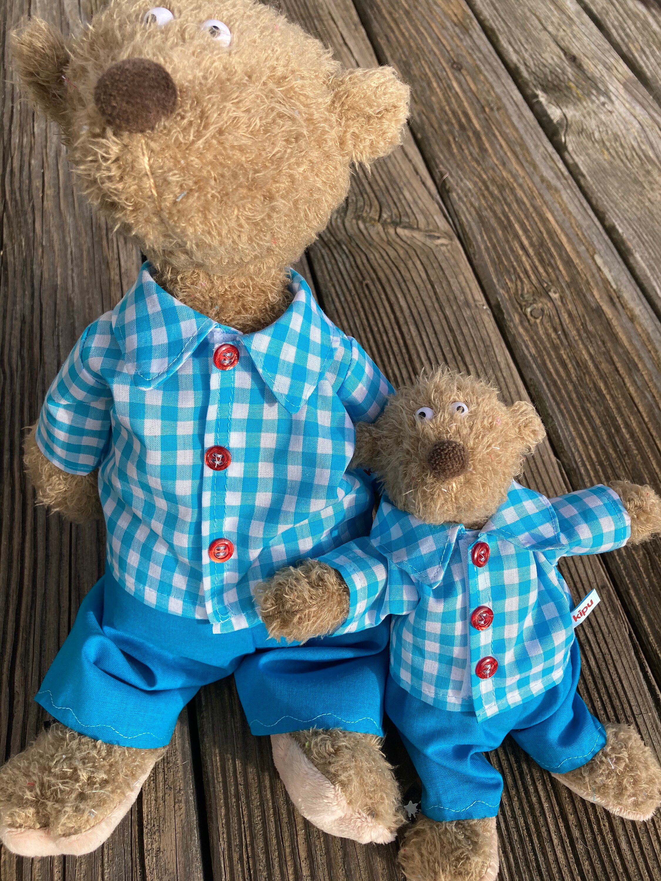 Handgemachtes Kleiderset Für Bären/Teddy (Gr. 22 Cm Oder 35 Cm) – Shirt + Hose Aus Baumwolle
