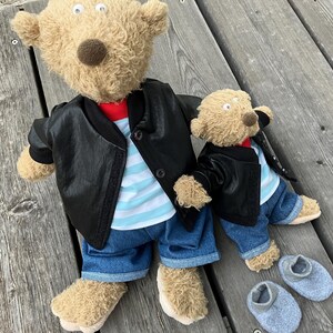 Veste taille 20-22 / 30-35 cm veste en cuir jeans fait main pour ours vêtements d'ours peluche teddy