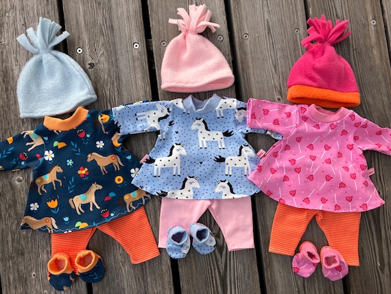 Kleidung Set Gr. 36 - 38 cm für my first Baby Puppen Puppenkleidung Pferdchen Puppenmode Pferdchen Einhorn Herzilein