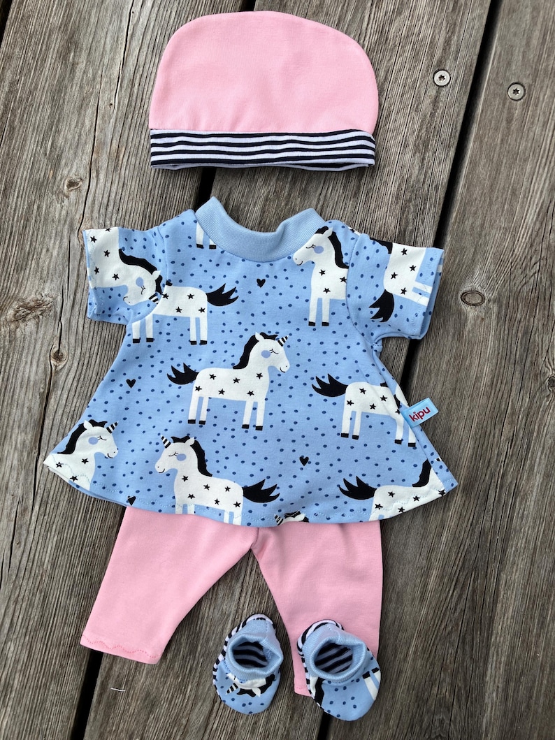 Clothing set size 36-38 cm for My First Baby dolls, doll clothes, pony, doll fashion, pony, unicorn, sweetheart Einhorn Sommer rosé