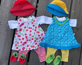 Kleidung Gr. 46 - 48 cm für Baby Puppen handmade Puppenkleidung Sommerset + Schühchen