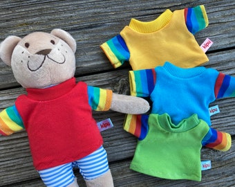 SHIRT für Bärchen Teddy Püppi Gr. 20 - 23  cm Puppenkleidung handmade Kleidung Pulli Regenbogen