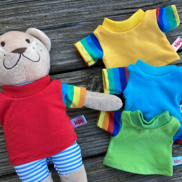 SHIRT für Bärchen Teddy Püppi Gr. 20 - 23  cm Puppenkleidung handmade Kleidung Pulli Regenbogen