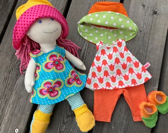 Kleidung für Puppen Gr. 30 cm Sommerset mit Hut & Schühchen Puppenkleidung Puppenkleidchen