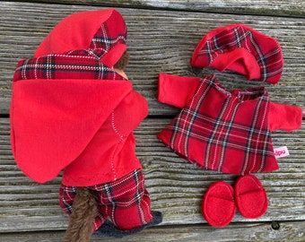 VÊTEMENTS pour peluche taille singe. Vêtements de poupée 20 cm, ensemble de vêtements à carreaux tartan