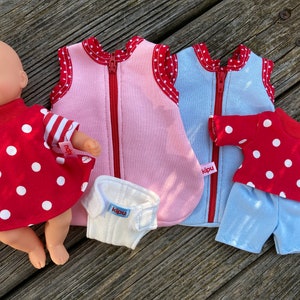 Good night SET with sleeping bag, nightdress, diaper for mini Püppi dolls size. 20 cm