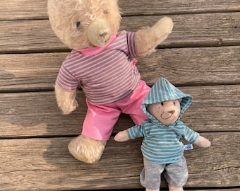 Vêtements faits à la main pour la taille des ours. Pull 22 / 35 cm avec/sans capuche + pantalon ours vetement peluche teddy