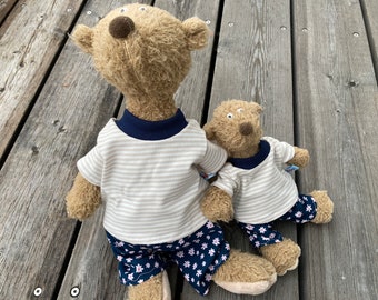 Kleidung für Bären Gr. 22 / 35 cm Bärenkleidung Shirt + Hose Plüschie Teddy Gänseblümchen & caramel