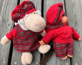 Clothing size 26-28 cm for monkey, sheep, cuddly toy, teddy bear, handmade, Scottish, tartan, doll clothes