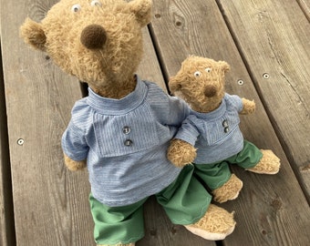 Kleidung Gr. 20-23 / 30-35 cm für Bären Fischer-Shirt + Hose Bärenkleidung handmade Plüschie Teddy