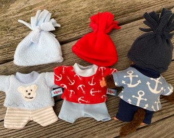 ABBIGLIAMENTO taglia mini Set invernale di peluche da 15-16 cm, orsacchiotto, pecora, scimmia, vestiti per le bambole fatti a mano