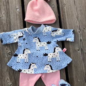 Clothing set size 36-38 cm for My First Baby dolls, doll clothes, pony, doll fashion, pony, unicorn, sweetheart Einhorn Winter rosé