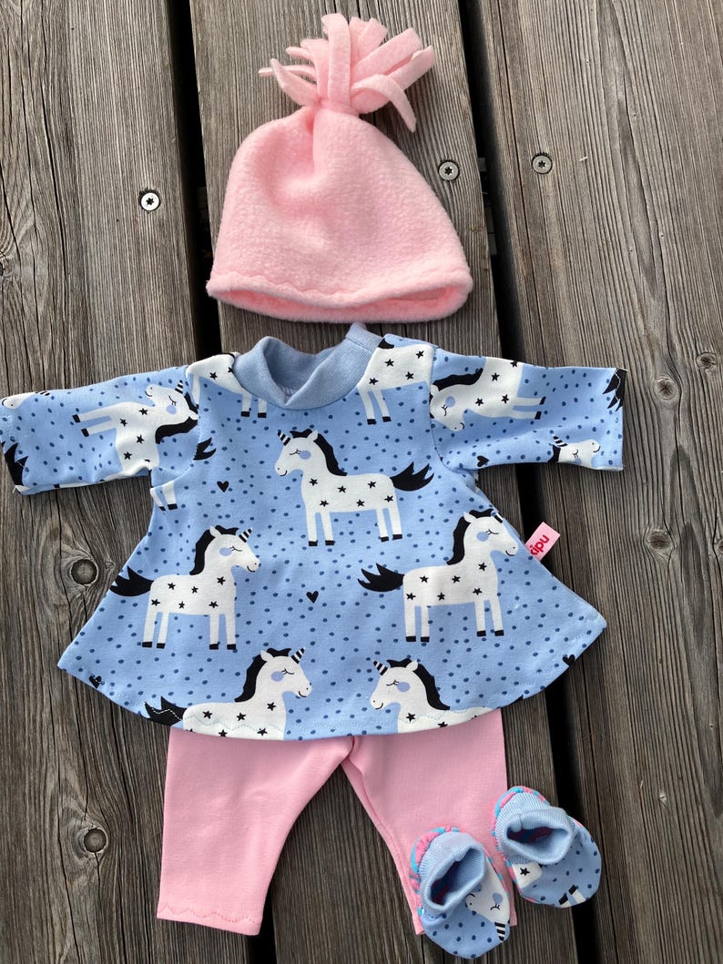 Clothing set size 36-38 cm for My First Baby dolls, doll clothes, pony, doll fashion, pony, unicorn, sweetheart Einhorn Winter rosé