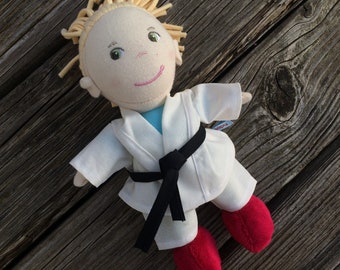 KLEIDUNG  Karate Anzug für kleine  Puppen  Gr. 20 cm Puppenkleidung handmade