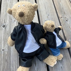 Kurtka rozmiar 20-22 / 30-35 cm, skórzana, jeansowa, ręcznie robiona dla misiów, ubranka dla misiów, pluszowy miś, miś pluszowy