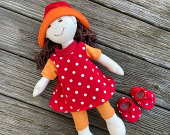 Kleidung für Puppen Gr. 36 - 38 cm  NEU Puppenkleidung rot & orange
