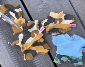 KLEIDUNG für mini Äffchen Gr. 15 - 16 cm Puppenkleidung camouflage Zwillinge