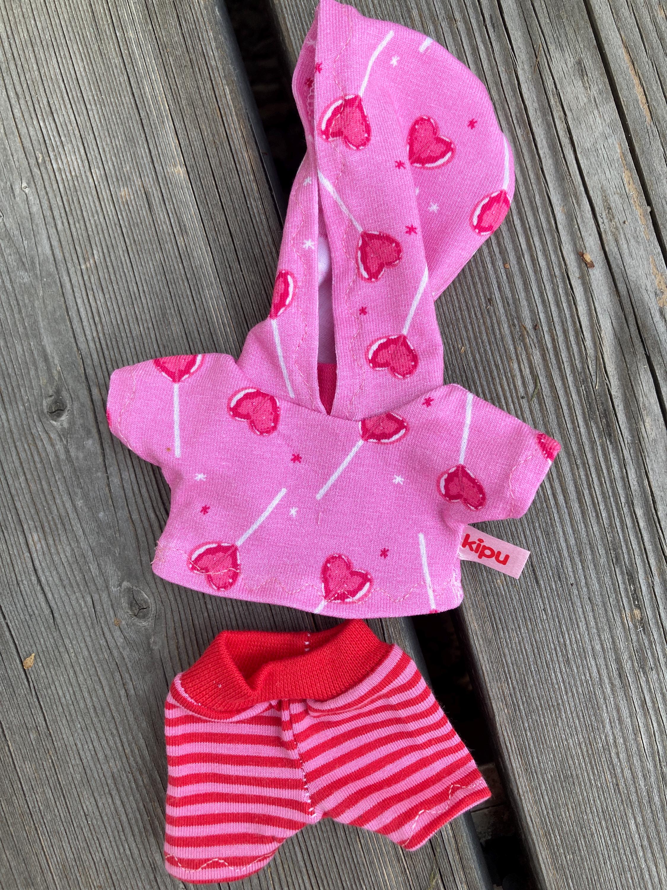 Handgemachte Puppenkleidung – 2-teilig (Kapuzenshirt + Hose), Größe 15-16 Cm, Für Plüschtiere