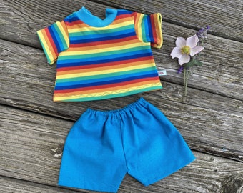 Puppenkleidung Gr. 40 - 43 cm für newborn Baby Puppen   Shirt + Hose Kleidung Regenbogen boy Junge