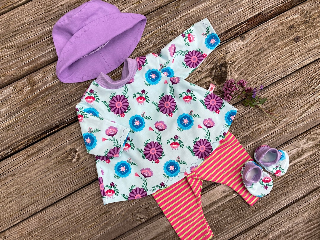 Puppenkleidung Set Für 17cm Puppen - Lila Outfit Mit Rucksack & Schleife