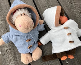 Dufflecoat + Schal Gr. 26 - 28 cm für Äffchen Schaf Teddy Bärenkleidung Kleidung Jacke handmade