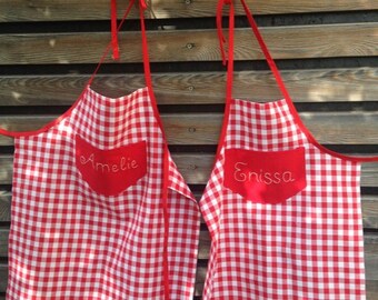 CHILDREN'S APRON with personalized name NAME Children's kitchen RED