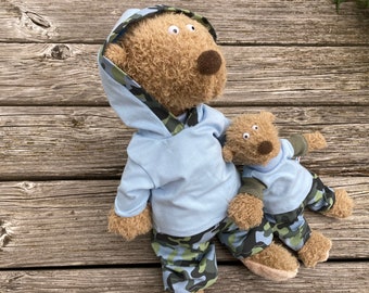 Kleidung Gr. 20- 22 / 30-35 cm für Bären  Hoodie + Hose Bärenkleidung camouflage handmade