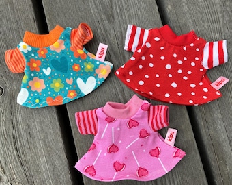 KLEIDUNG Kleidchen für mini Puppen & Kuscheltiere Gr. 15 - 16 cm Äffchen Schäfchen Teddy Bär Puppenkleidung Kleid