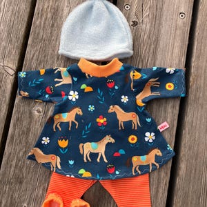 Clothing set size 36-38 cm for My First Baby dolls, doll clothes, pony, doll fashion, pony, unicorn, sweetheart Pferdchen blau