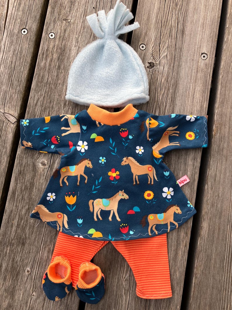 Clothing set size 36-38 cm for My First Baby dolls, doll clothes, pony, doll fashion, pony, unicorn, sweetheart Pferdchen blau