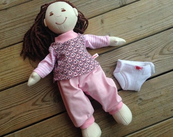 Puppenkleidung Gr. 36 - 38 cm handmade Schlafanzug + Windel für  Puppen