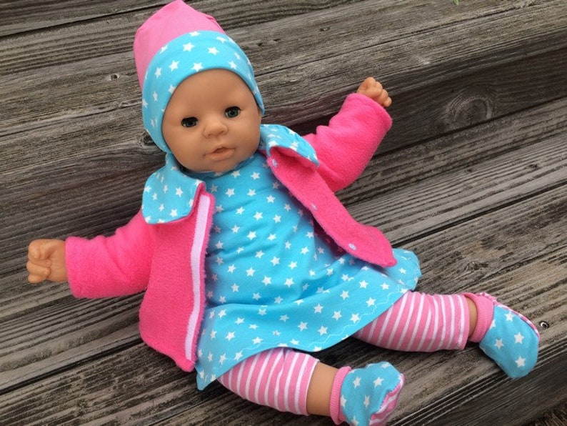 Puppenkleidung für Baby reborn Puppen Gr 32 cm 48 cm Winterset Katze 4-tlg