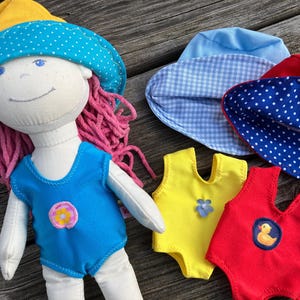 Puppenkleidung Gr. 30 cm BADEANZUG handmade Badeoutfit Hut Sommerset