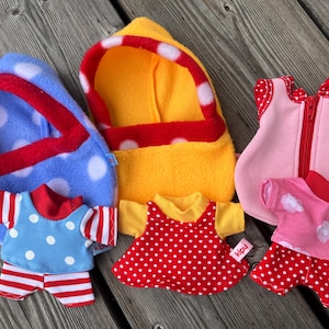 KLEIDUNG mini Gr. 15 - 16 cm für Puppe  Teddy Kuscheltier Äffchen Nachthemd + Schlafsack " gute Nacht " Puppenkleidung