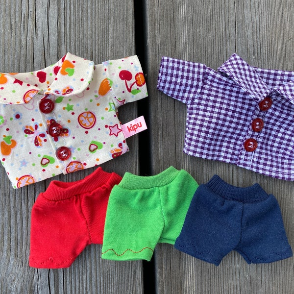 KLEIDUNG Hemd Bluse für Baby Äffchen Gr. 15 - 16 cm Äffchen Puppenkleidung