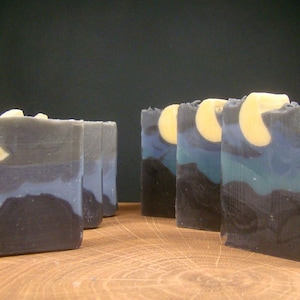Moonlit Mountain // Natural Handmade Soap with Unique Landscape Design & Embeds