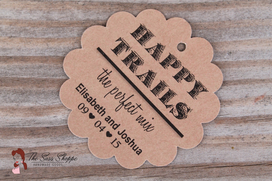 HAPPY TRAILS Trail Mix Favor Tag Scalloped Edge and | Etsy