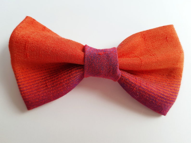 Silk Pet Bow Tie, Orange Dog Bow Tie, Cat Accessories, Over the Collar Bow Tie image 9