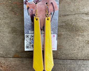 Painted Leather Dangle Earrings