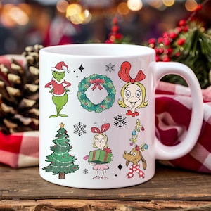 Taza de café navideña de Grinch, divertida taza navideña, taza de café de Grinchmas, regalo para amantes del café, taza de Grinch, regalo de Grinch, taza de Feliz Grinchmas