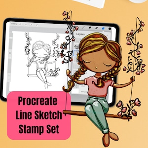 conjunto de sellos de boceto de líneas de procreación, pinceles de procreación, niños de dibujo, conjunto de sellos lindo, dibujo de líneas, fácil, para principiantes, recién comenzando, dibujar