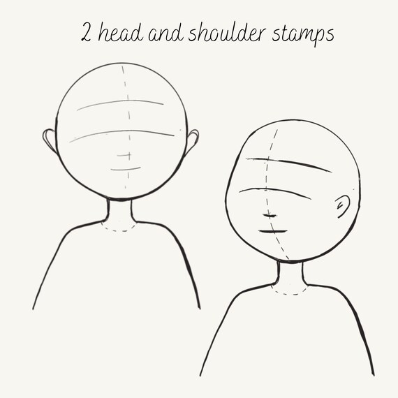 Easy Cute Kids Stamp Set, Procreate Body Stamps, Procreate Heads