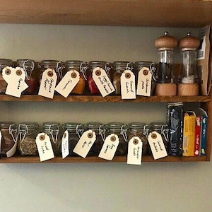 Handmade Rustic Spice Rack 2 Shelves Reclaimed Wood Kitchen Storage Handmade in the UK - Choice of Width & Colours 25.5cm Tall