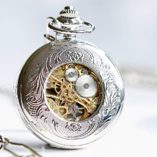 Personalized Dual Opening Skeleton Pocket Watch Engraved Font Etsy UK