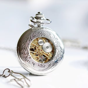 Personalized Skeleton Pocket Watch, Engraved Font or Handwriting, Roman Numerals, Mechanical Movement, Wedding, Anniversary, Retirement