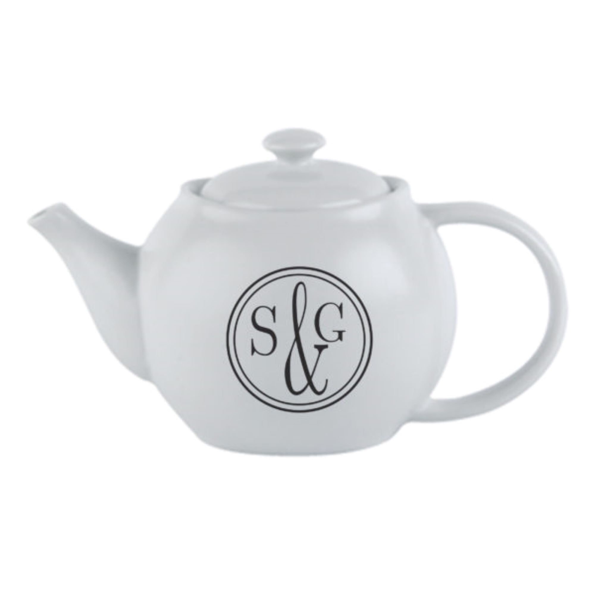 Personalized Teapot Monogram Black on White China Tea Pot Etsy
