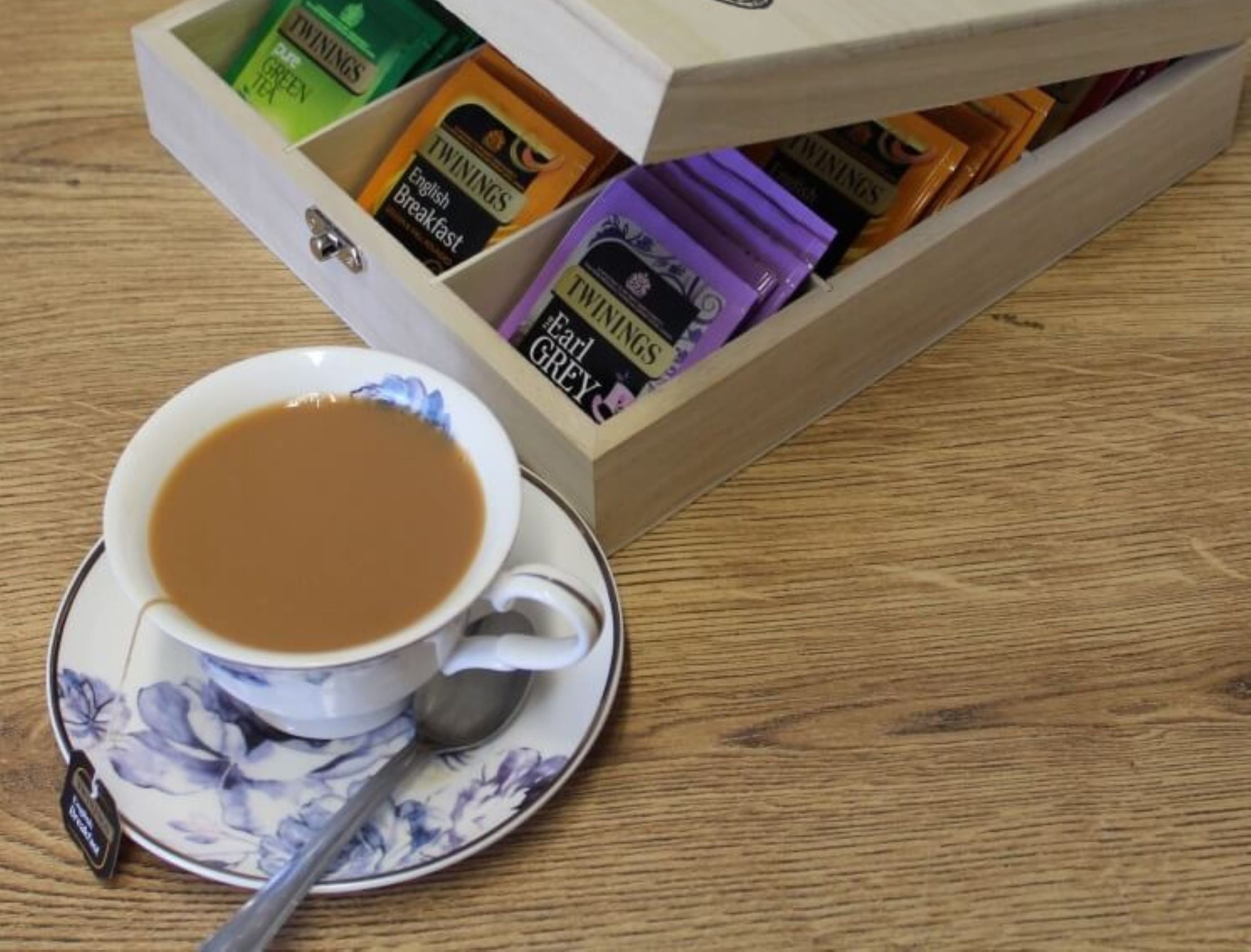 Personalized Tea Gift 9 Compartment English Tea Box Wooden Etsy