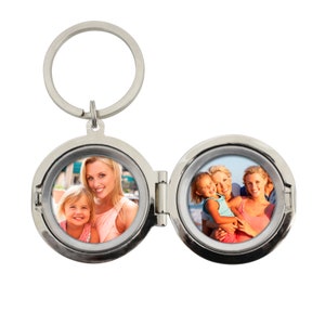 Personalized Silver Photo Locket Style Keyring, Custom Engraved, Any ...