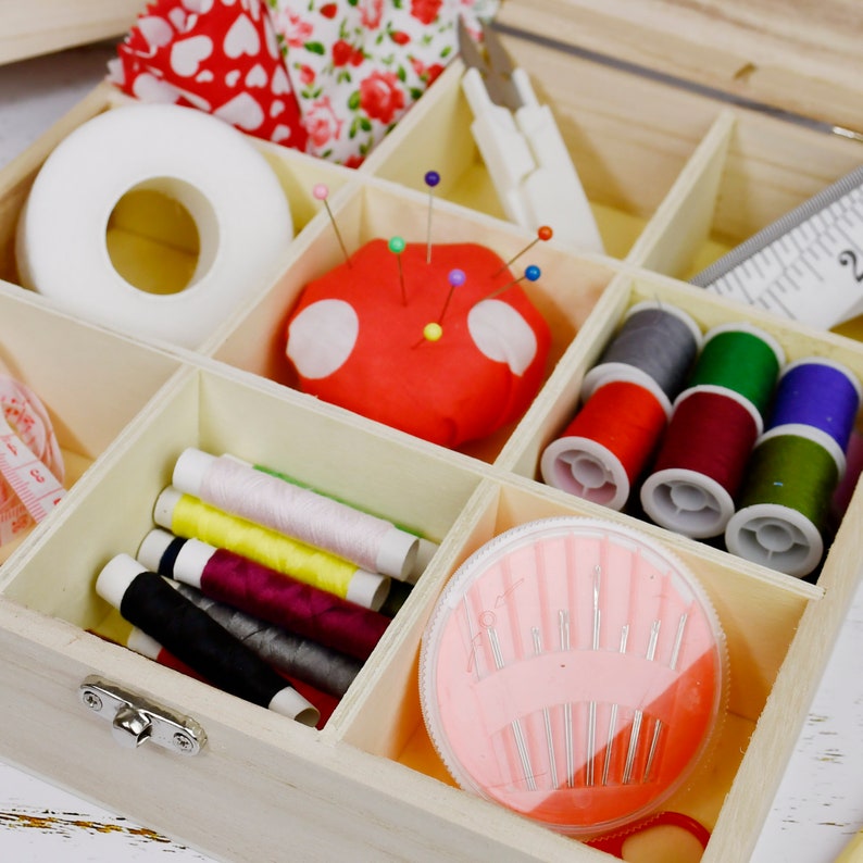 Personalized Sewing Box Wooden Storage Box 9 Compartment Etsy